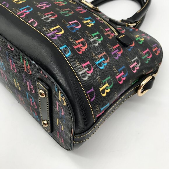 Dooney & Bourke Black Monogram Leather DB75 Satchel Bag - Picture 6 of 11